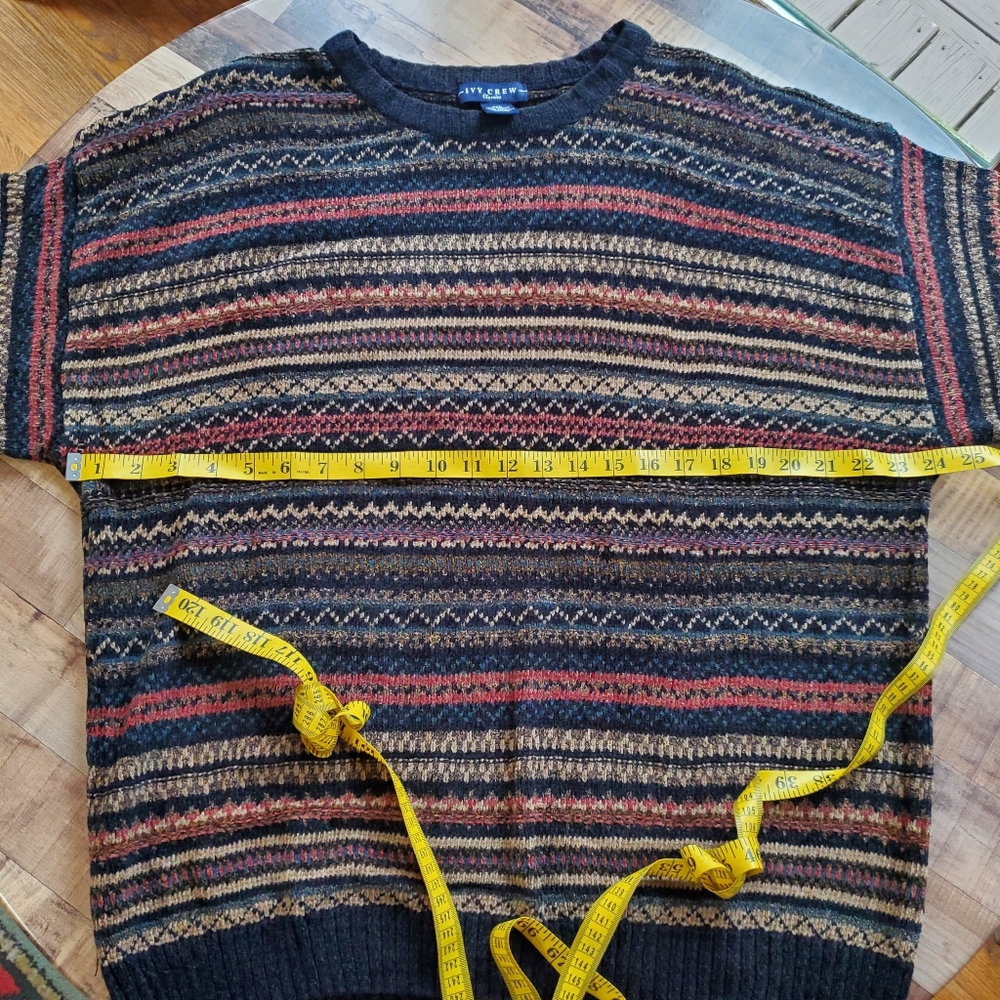 Vintage 90s Ivy Crew Pullover Crewneck Multicolor Sweater Indie Grandpa Fall XXL - Picture 13 of 15